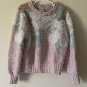 abercrombie kids Pastel Floral Plush Crewneck Sweater - Pink, White, Blue, Tan